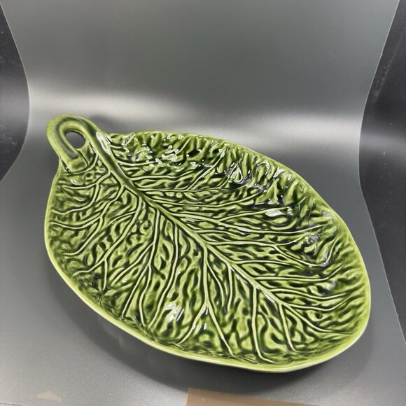 Subtil Portugal Ceramic Green Cabbage Leaf Dish Serving Platter Large 16inch VTG - Picture 6 of 16